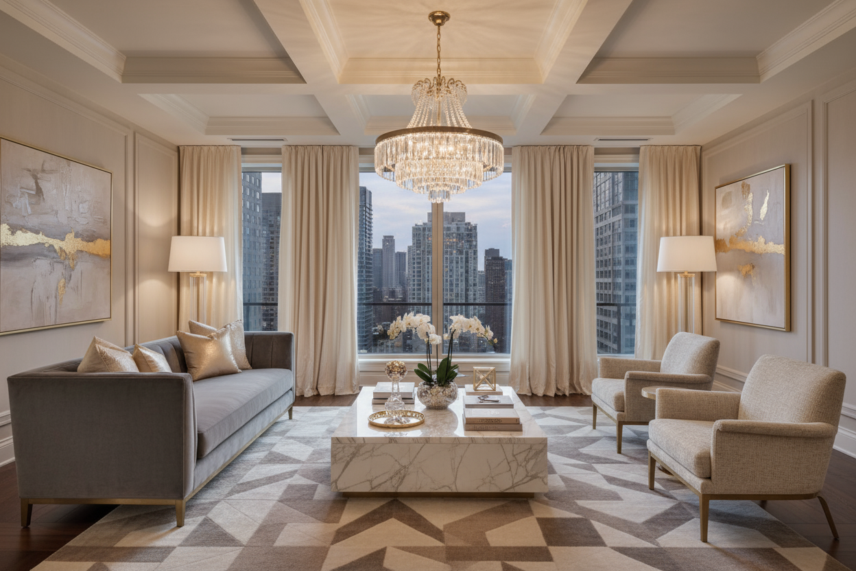 Creating a Luxe Living Room with Ivory Oak Interiors: Furniture and Lighting Tips