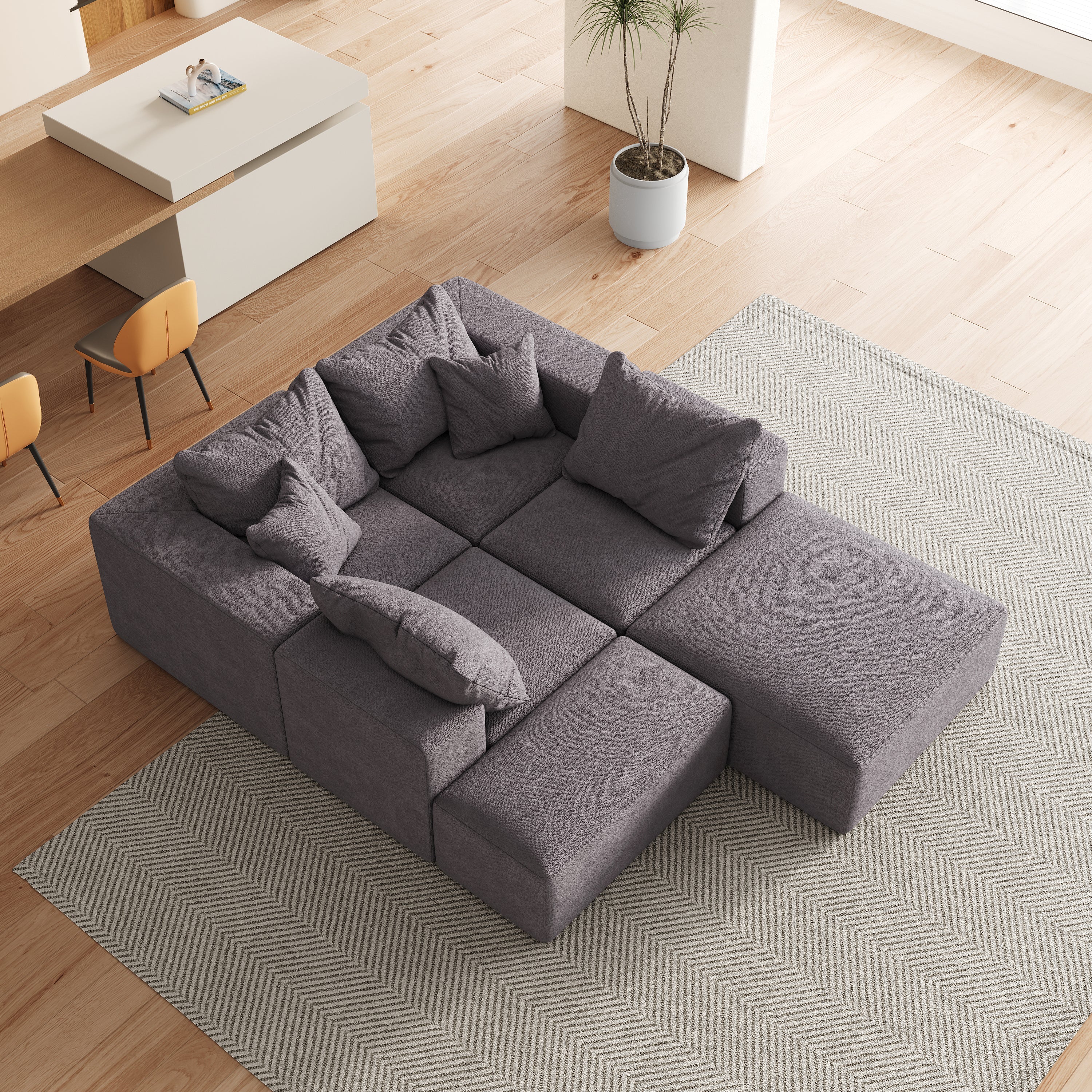 Modern Sectional Chenille Couch Set