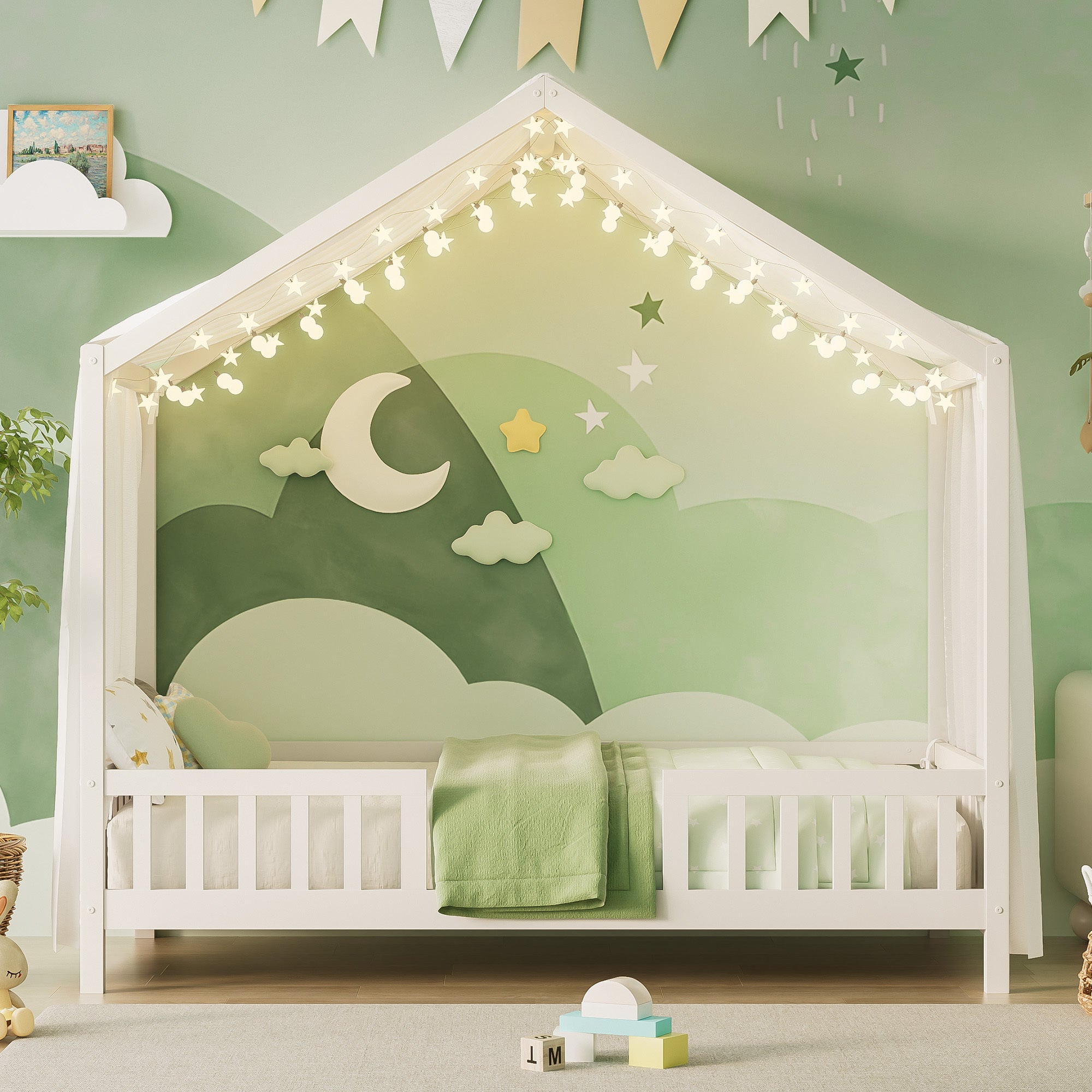 Floor Bed with Canopy, Twin Bed Frame