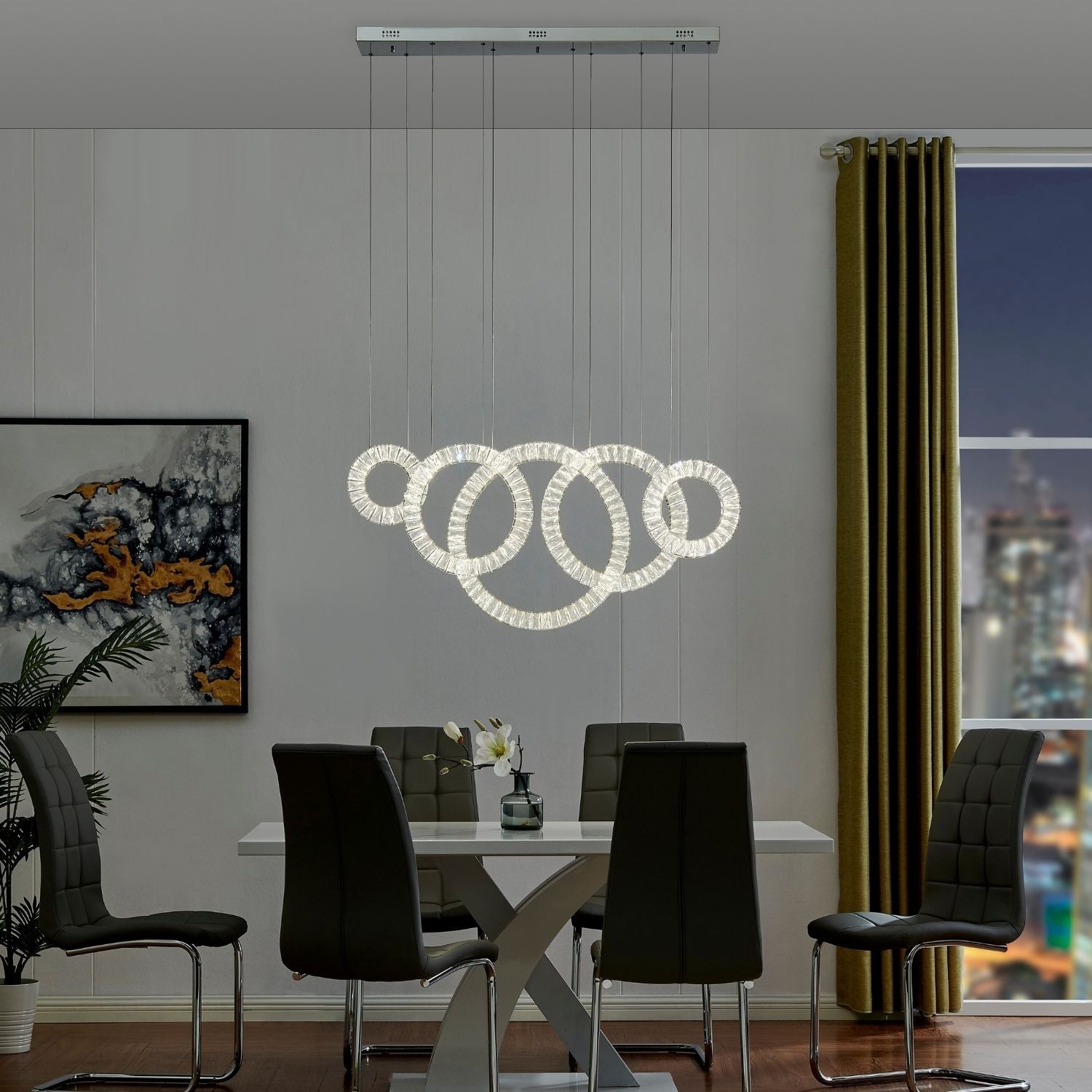 Finesse Decor 5 Hoop Crystal Progression Chandelier // Chrome