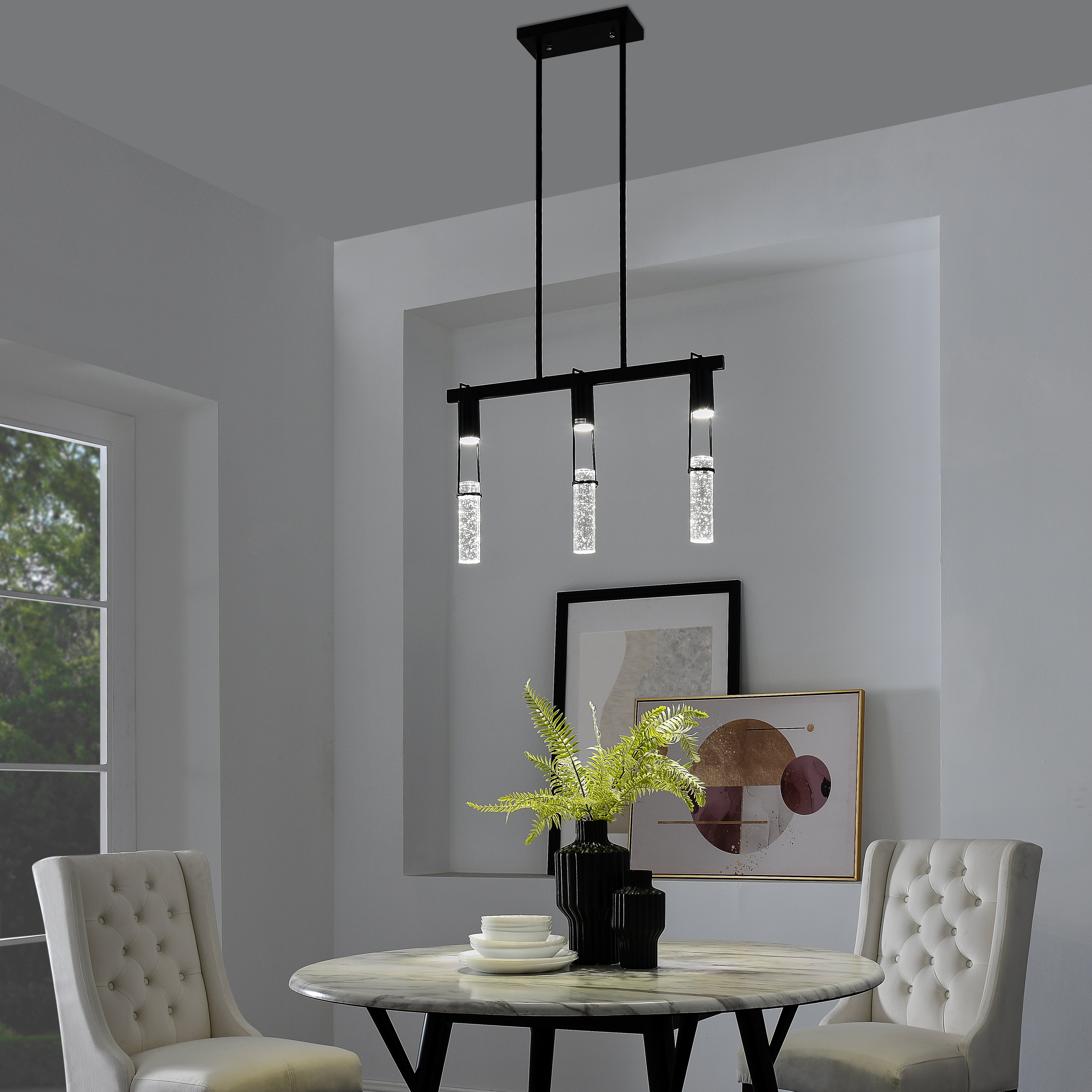 Finesse Decor Harmony 3 Light Chandelier // Matte Black