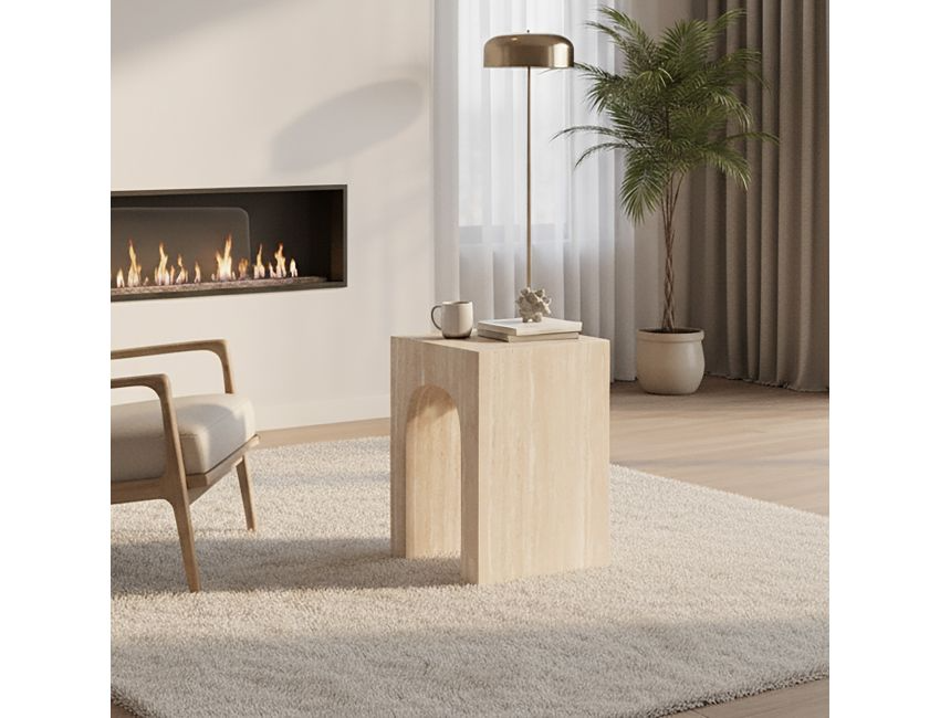 Milano Accent Table in Travertine