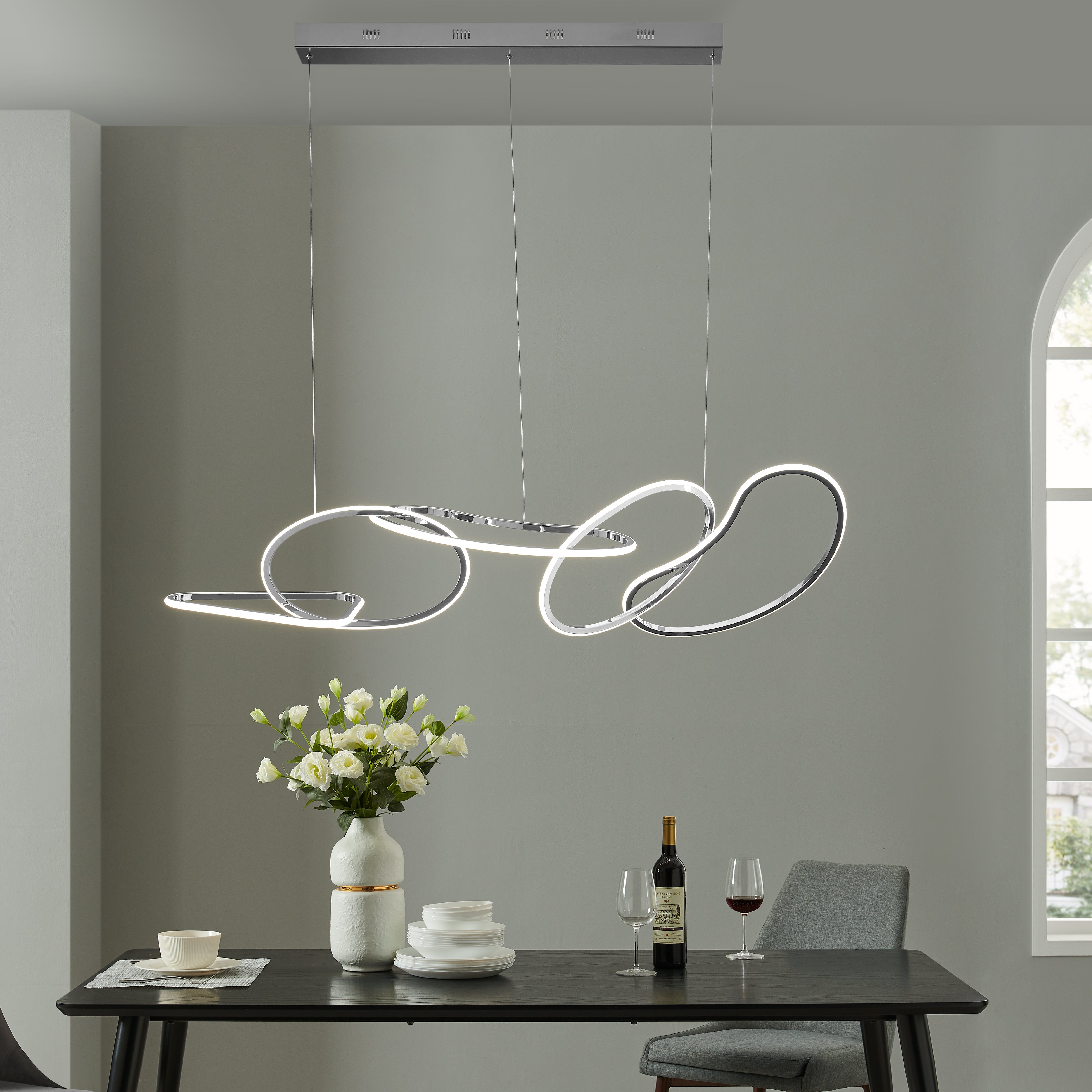 Finesse Decor SEOUL LED Hoops Chandelier // Chrome
