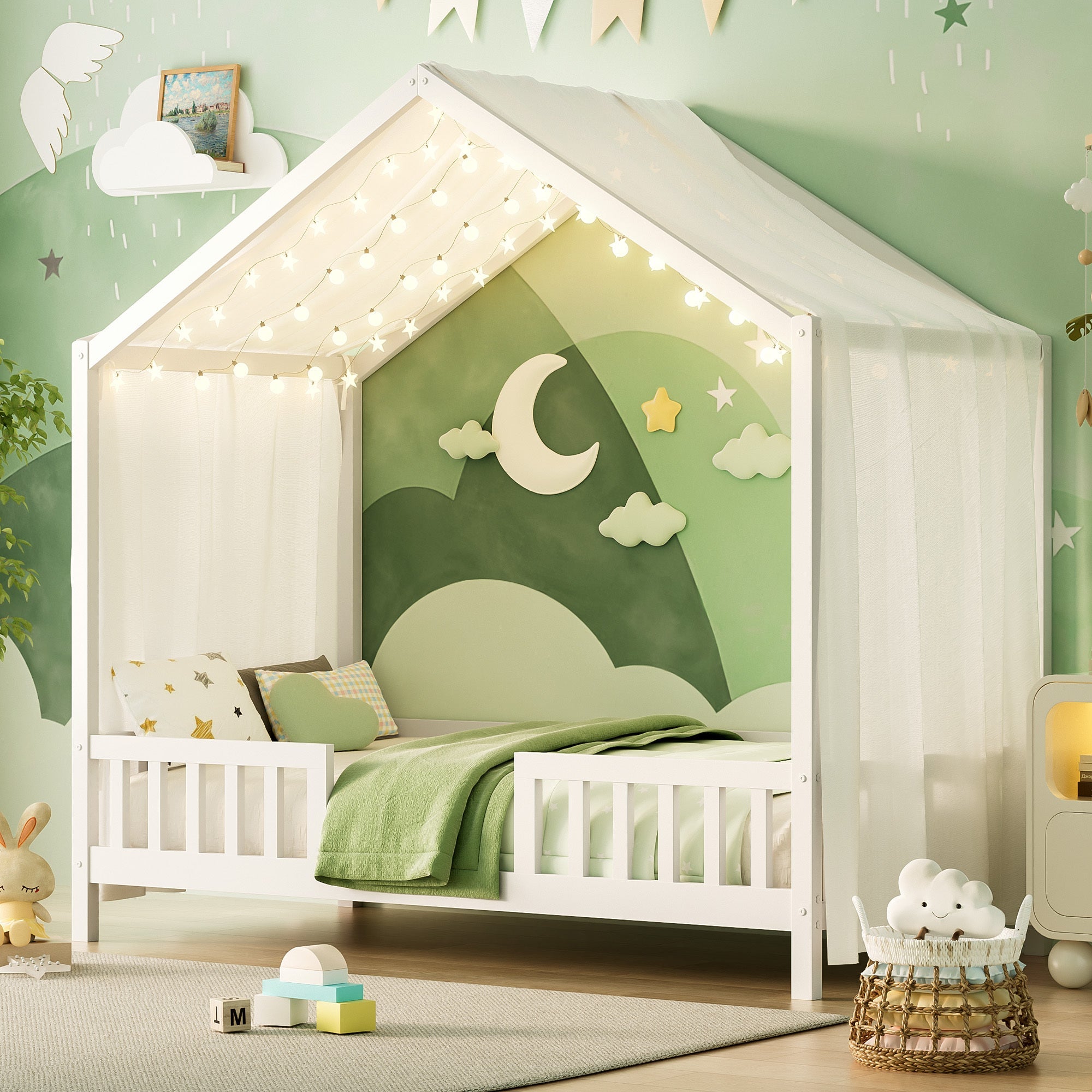 Floor Bed with Canopy, Twin Bed Frame