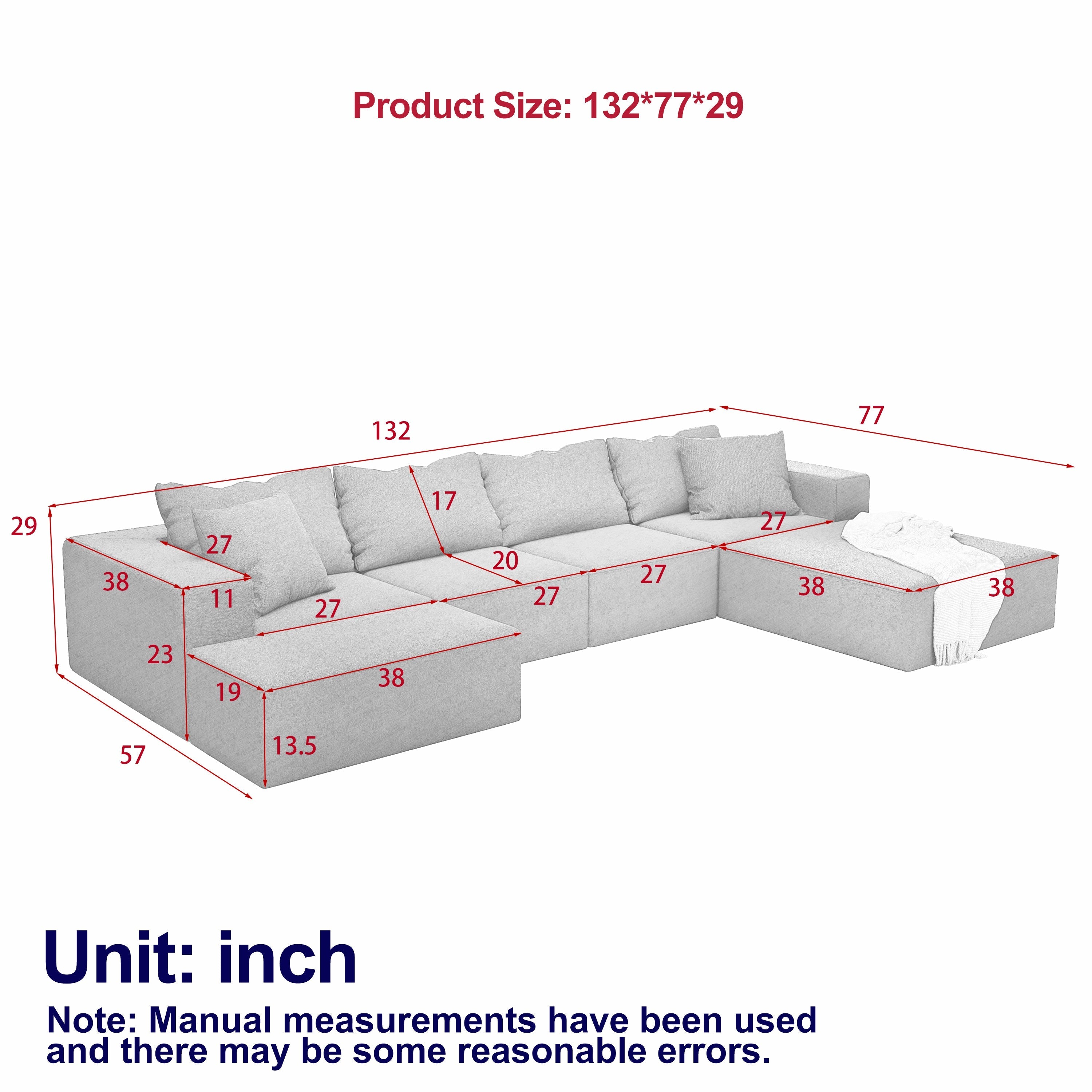 Modern Sectional Chenille Couch Set