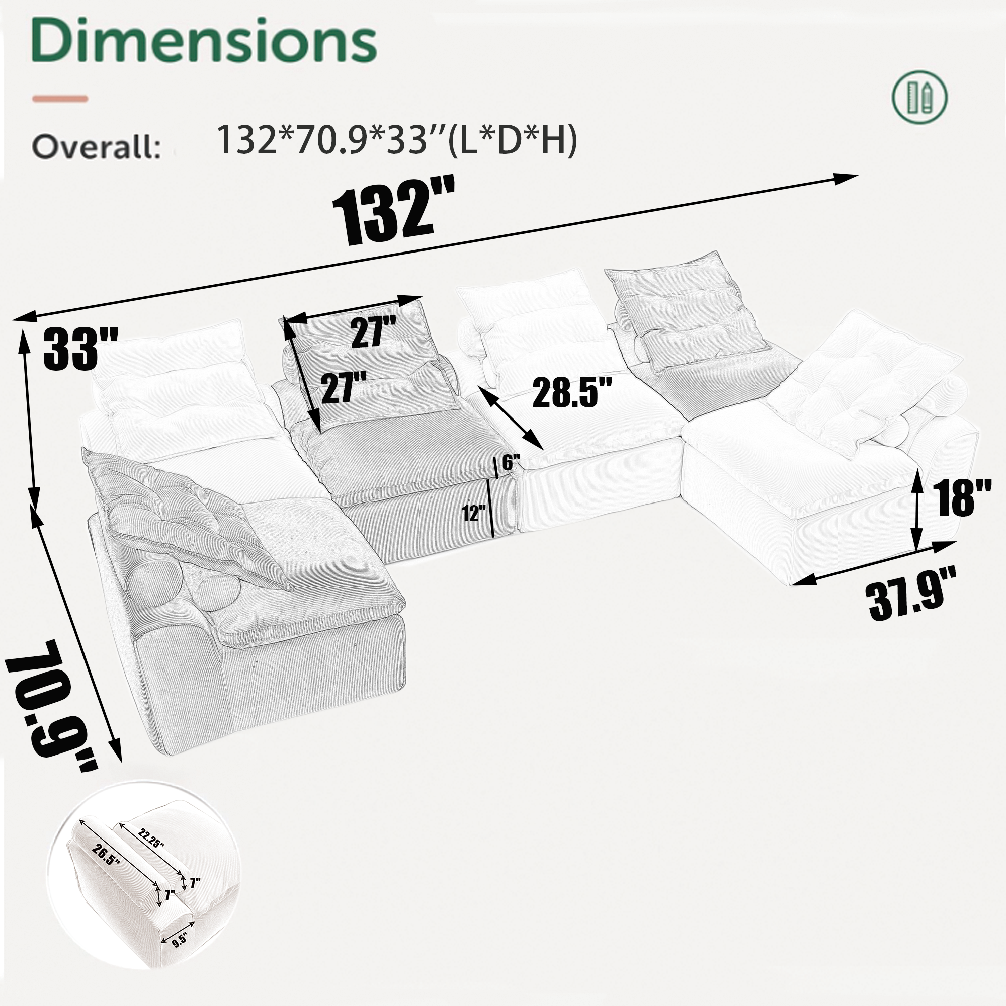 Modular Sofa 6-Piece Set