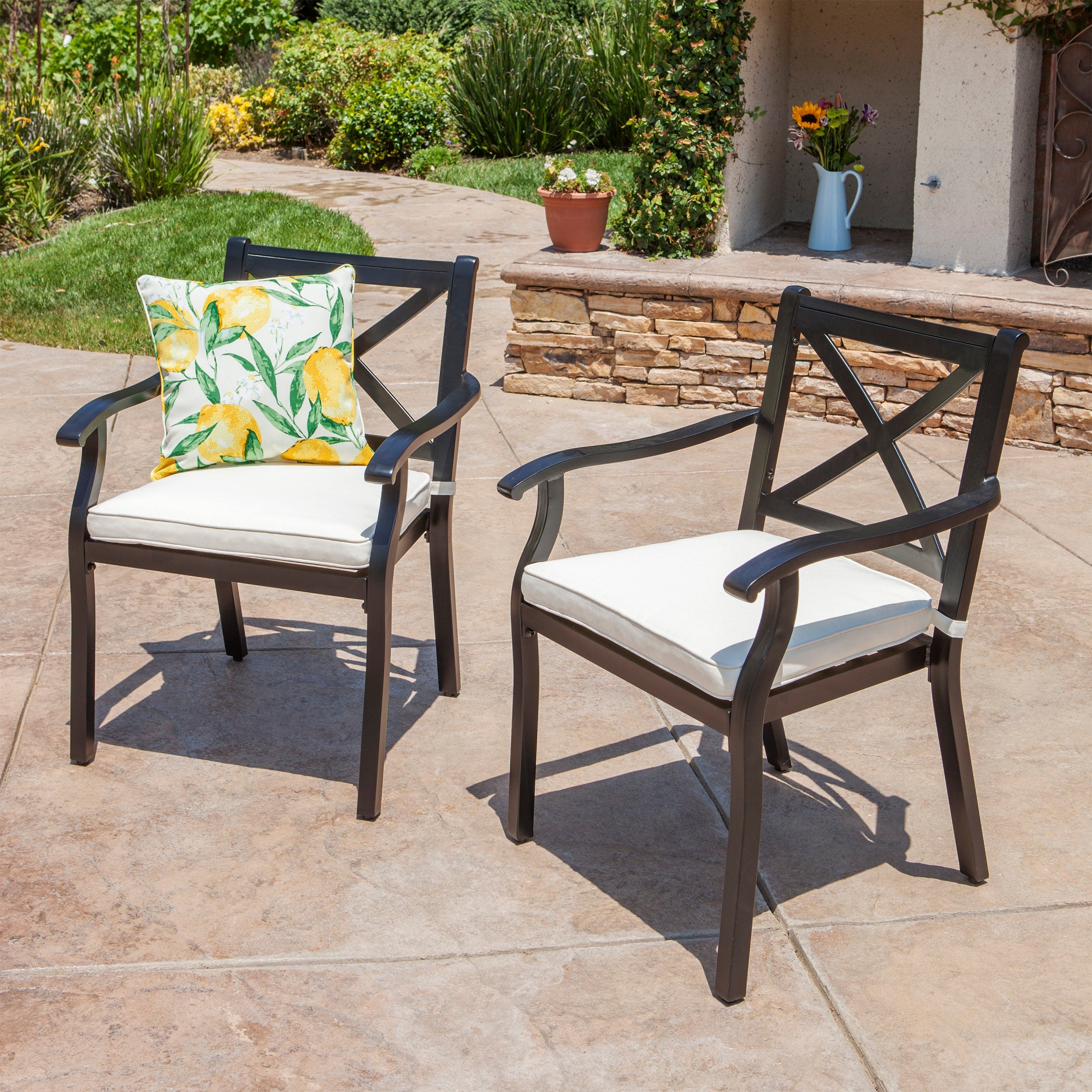 2PC Dining Chair Black+Ivory