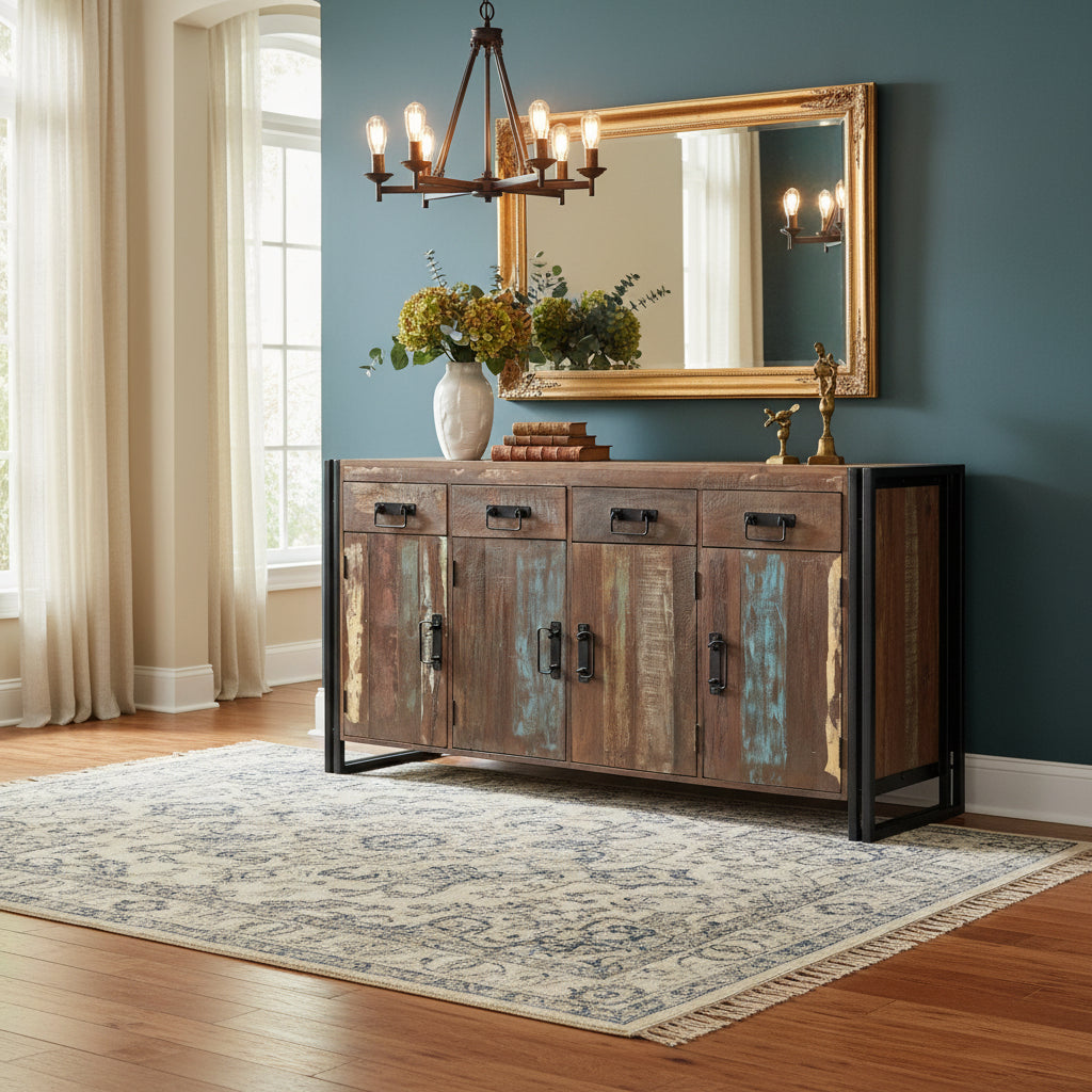 Old Reclaimed Wood 4 Door 4 Drawer Sideboard