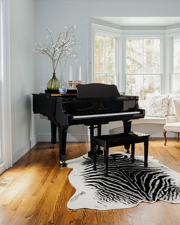 Zebra Hide‑Style Faux Fur Accent Rug