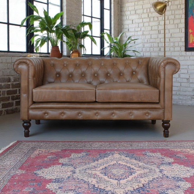 Chesterfield Leather Sofa - Double Seater