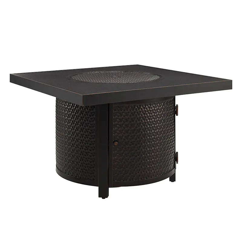 Round Hammered Aluminum Gas Fire Pit Table
