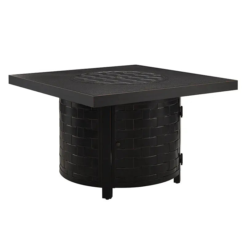 Basketweave Convertible Gas Fire Pit Table