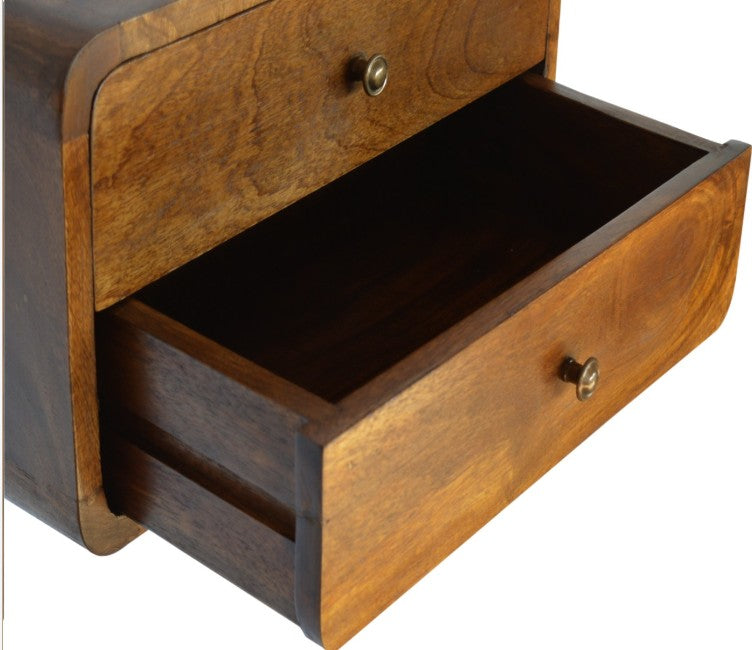 Floating Curved Chestnut Nightstand