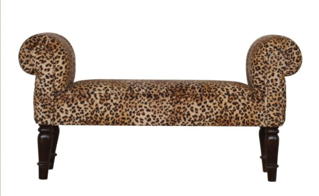Leopard Print Velvet Bench
