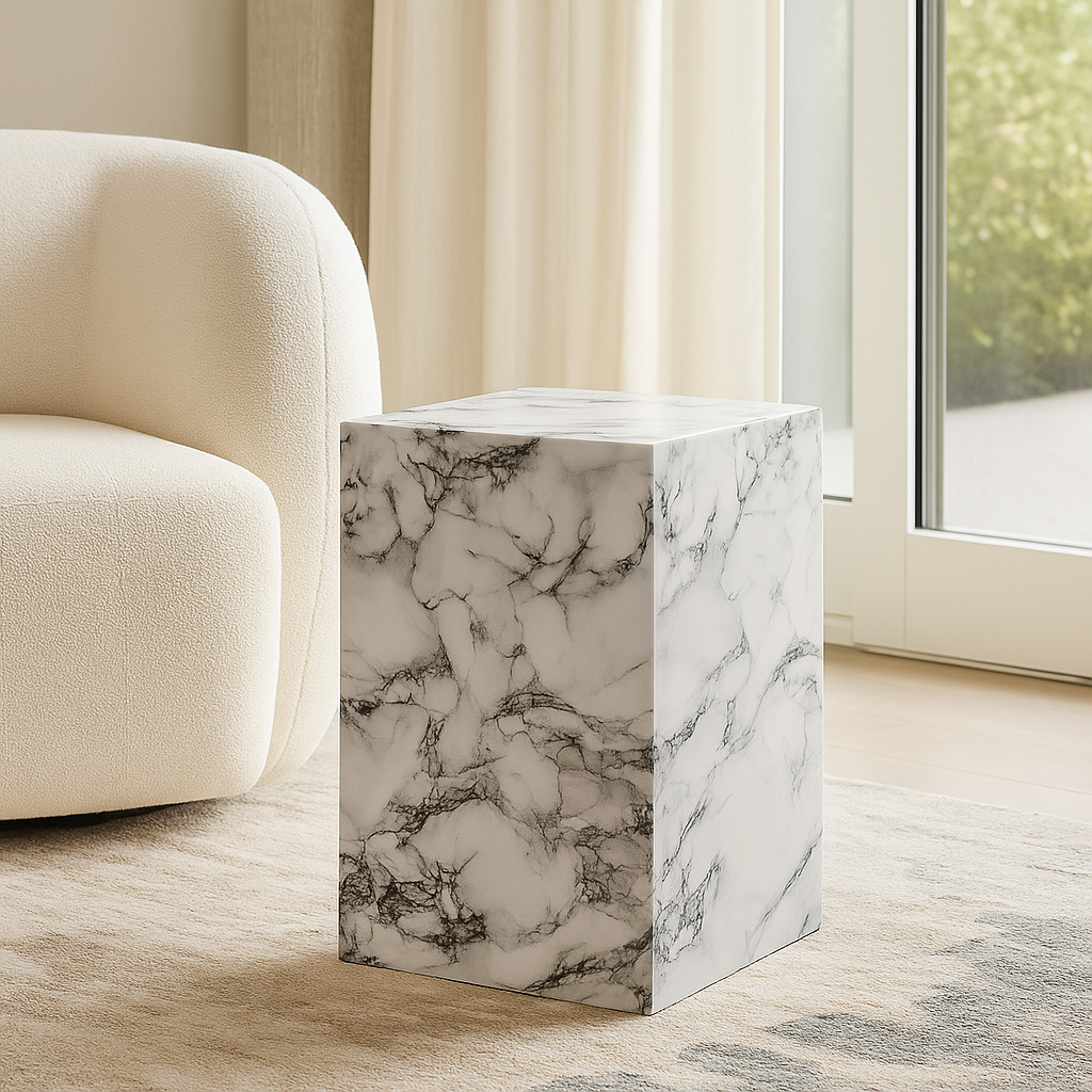 Milano Tall Accent Table in Bulgari White