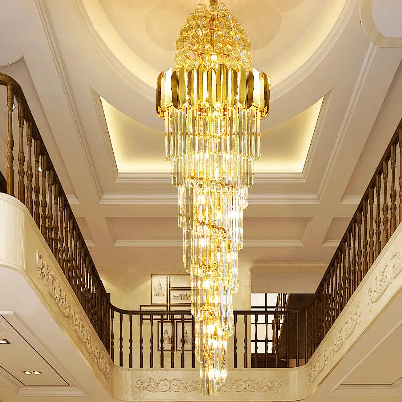 Crystal Stair Chandeliers - Elegant Indoor Lighting for Living Rooms, Staircases, and Loft Spaces
