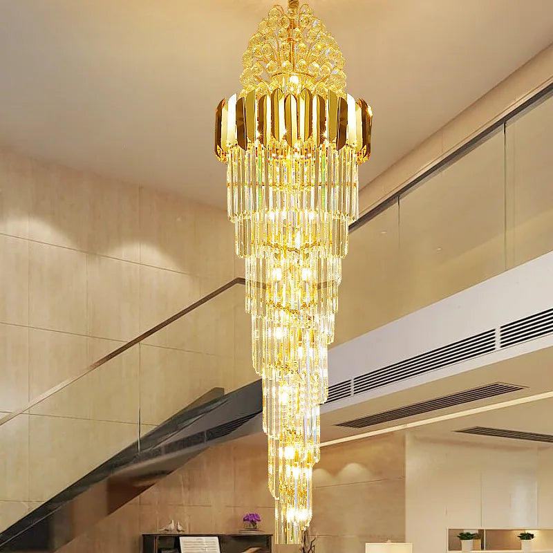 Crystal Stair Chandeliers - Elegant Indoor Lighting for Living Rooms, Staircases, and Loft Spaces