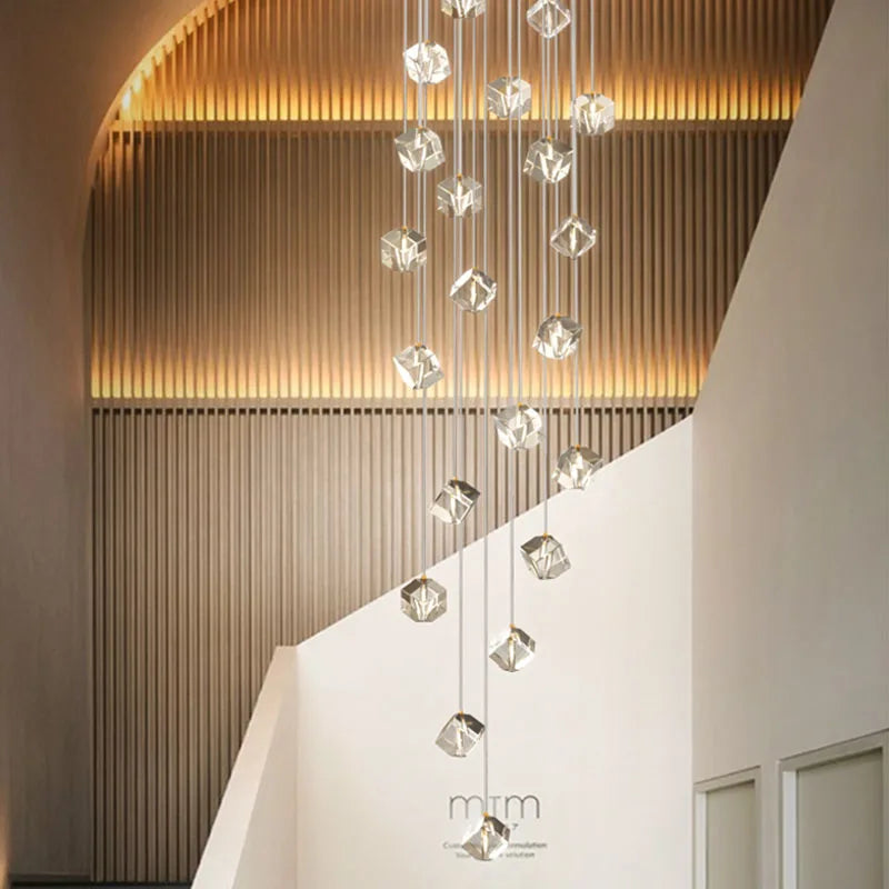 DecorBites™ Crystal LED Chandelier for Staircase: Luxury Indoor Stair Lighting Fixture