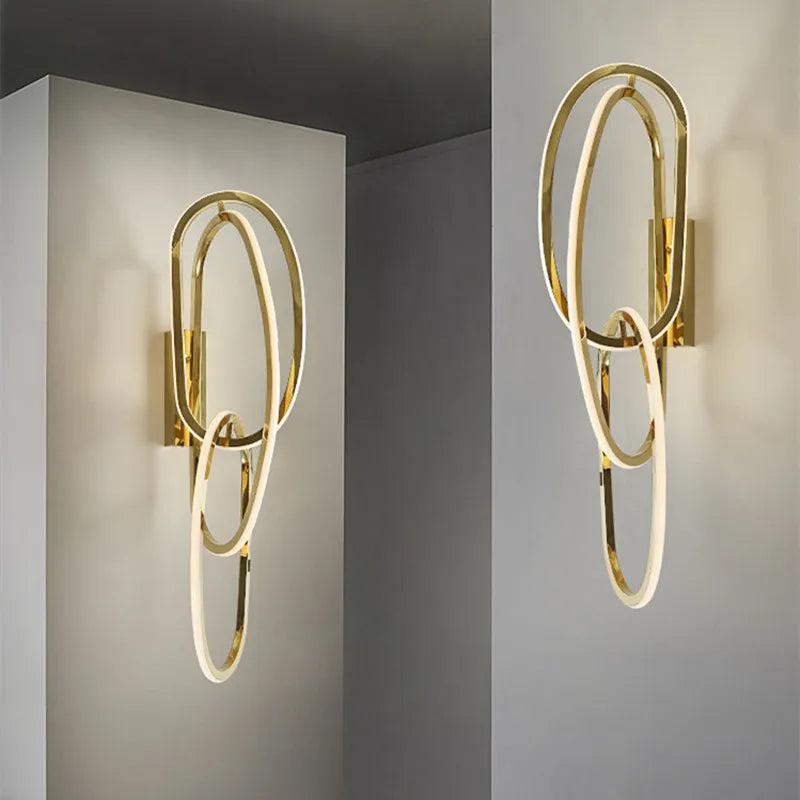 DecorBites™ Gold LED Wall Sconce Dimmable Lighting Fixture Polished Steel Modern Luminarias