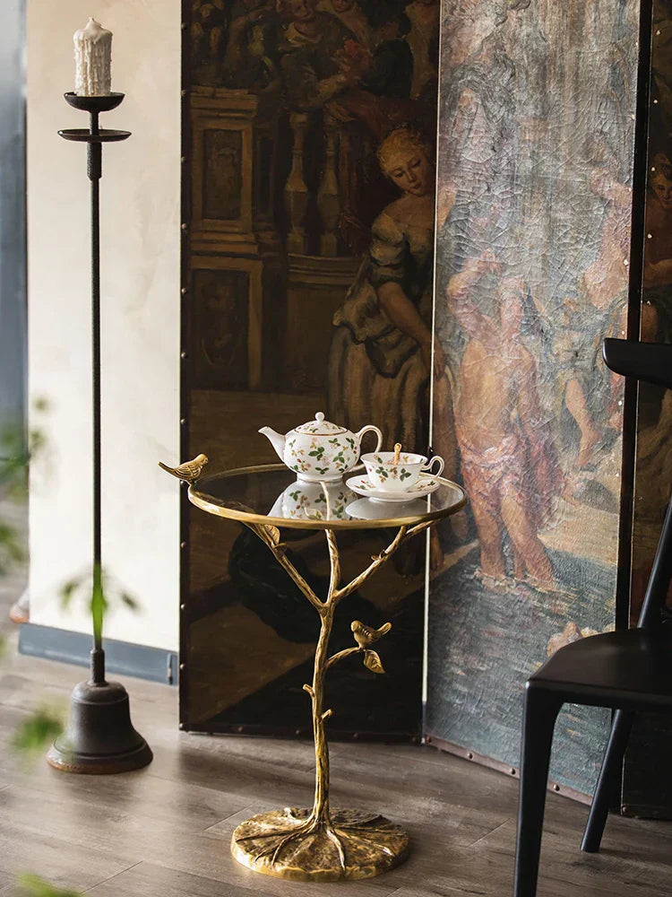 DecorBites™ Brass Bird Side Table