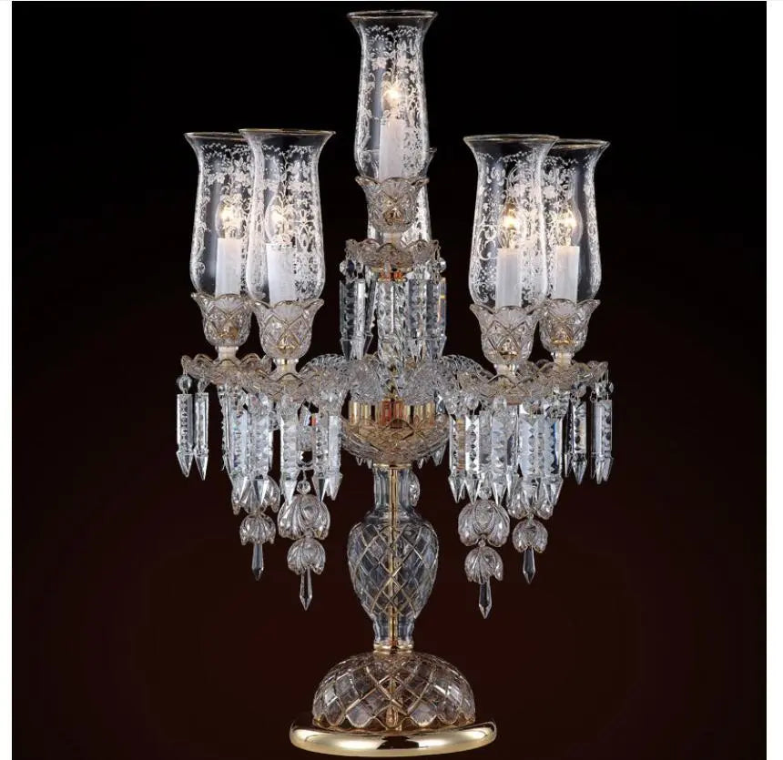 Modern Clear Golden Crystal Table Lamp - Artistic Decor for Bedroom and Living Room