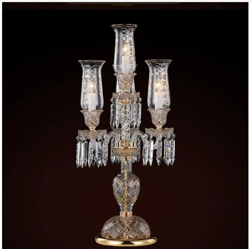 Modern Clear Golden Crystal Table Lamp - Artistic Decor for Bedroom and Living Room
