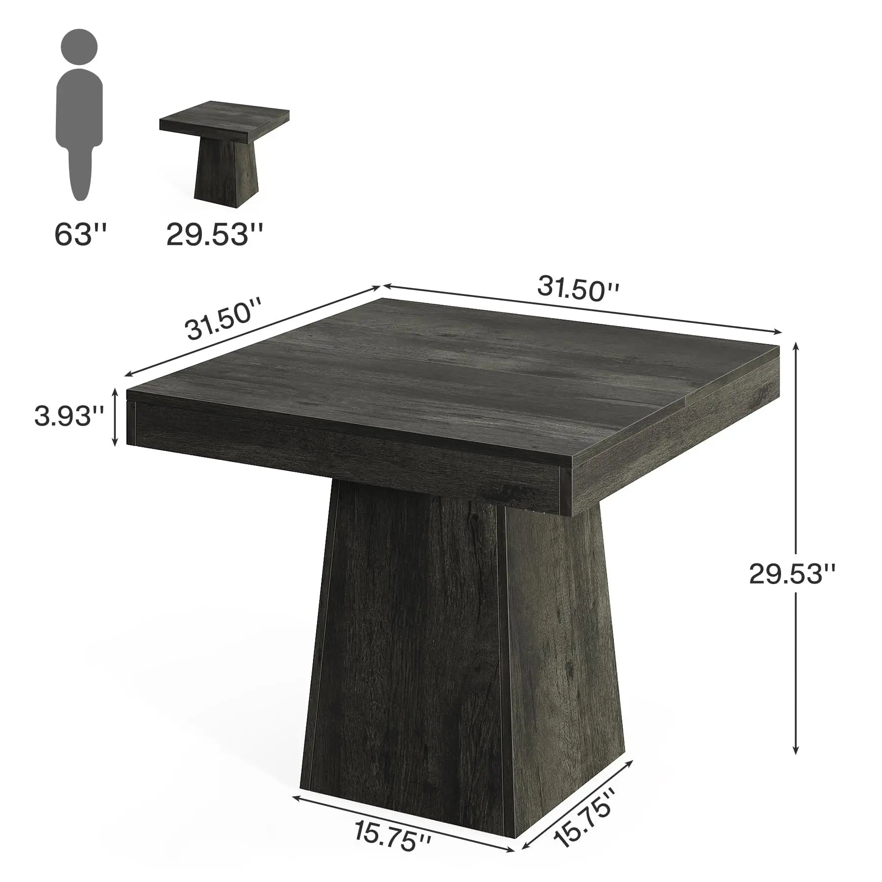 Square Dining Table – Rustic Grey Collection (Seats 4)