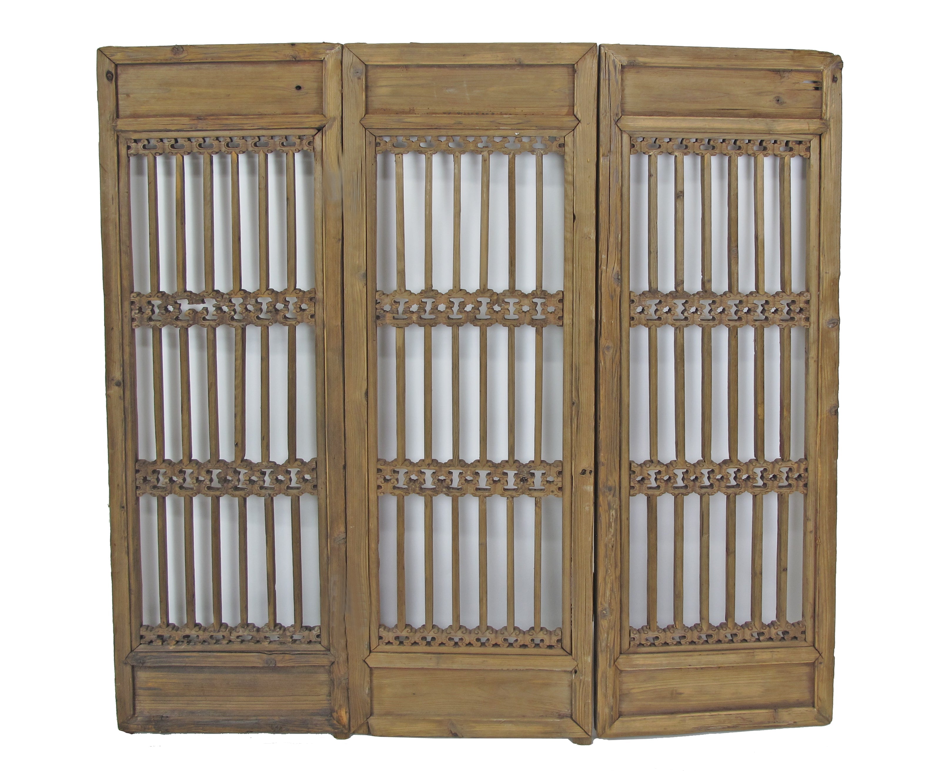 Three Antique Chinese Wood Screen Panels