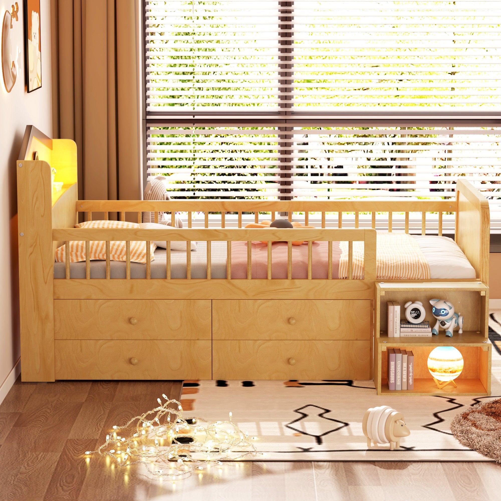 Twin Loft Bed with House Shape Headboard
