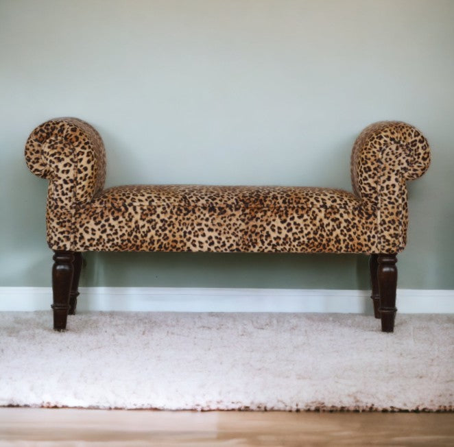 Leopard Print Velvet Bench