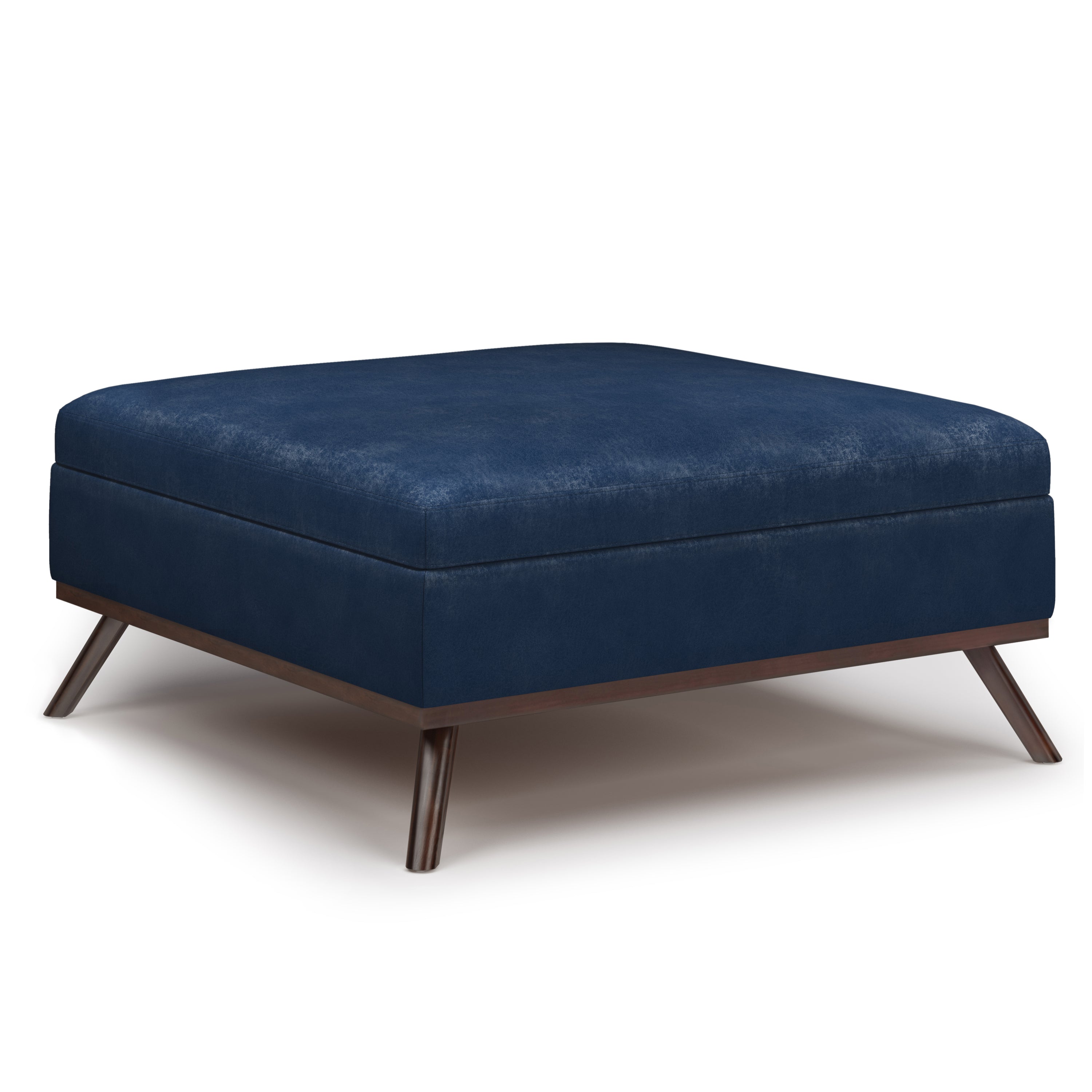 Owen Square Coffee Table Storage Ottoman - Distressed Dark Blue