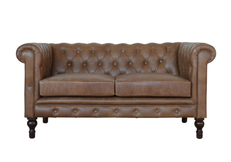 Chesterfield Leather Sofa - Double Seater