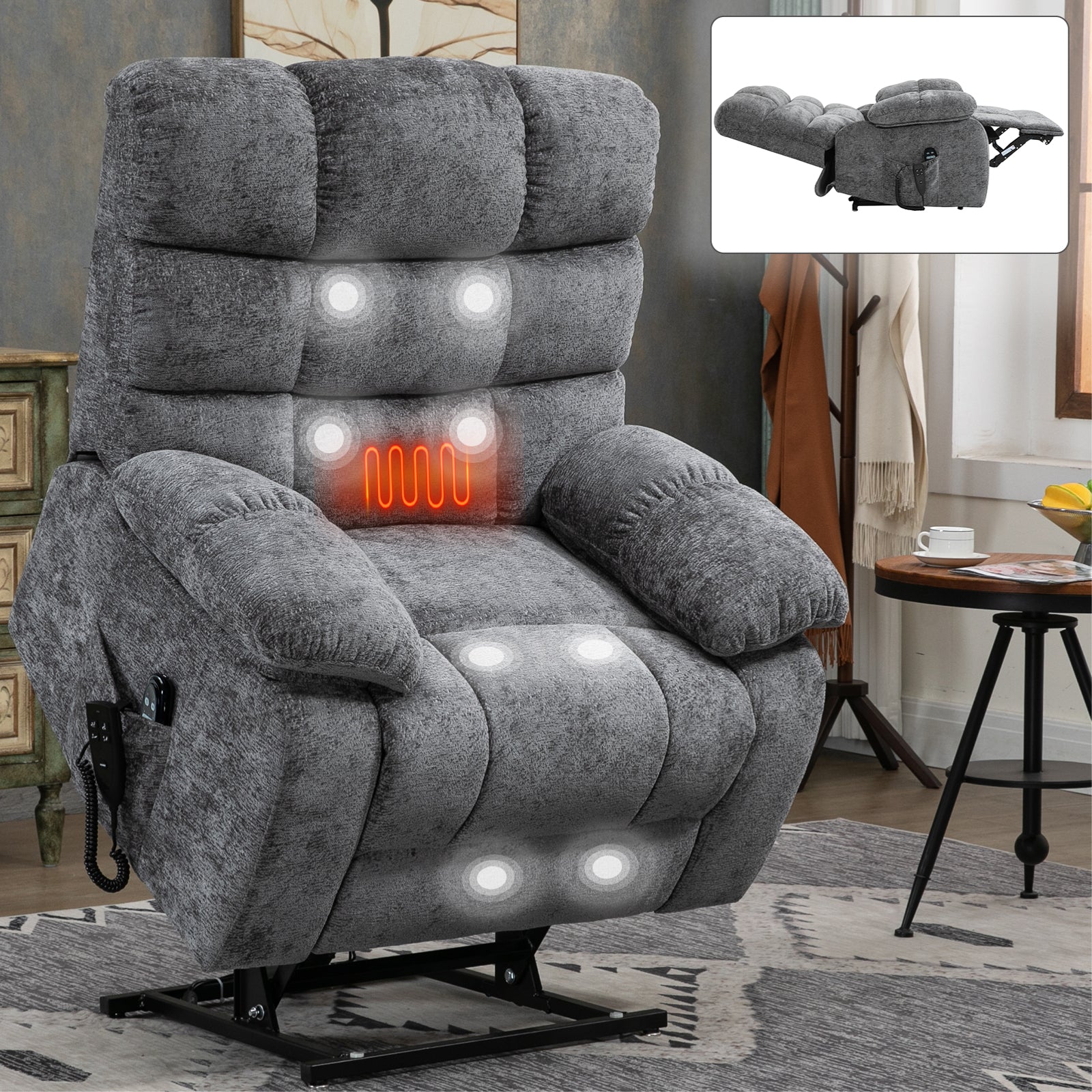 Lift Recliner Chair - Gray Chenille